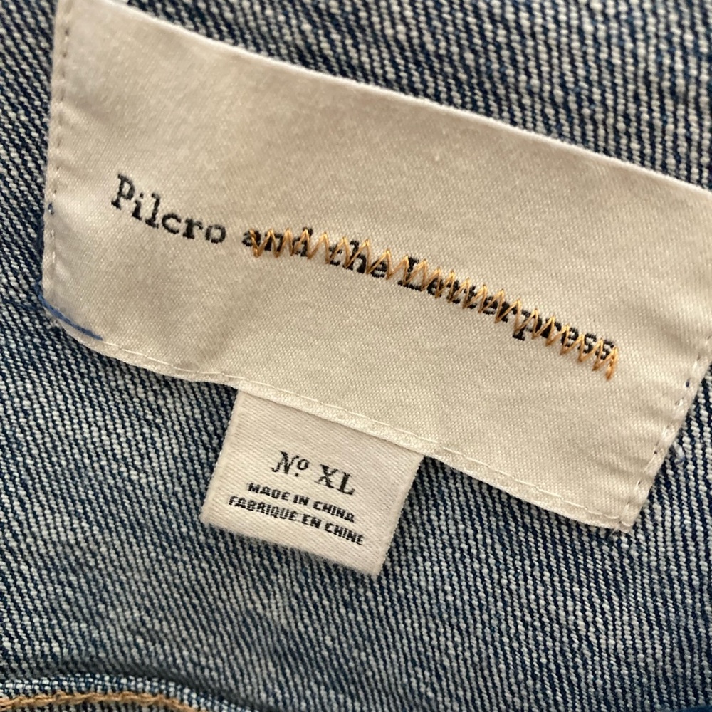 Pilcro and the Letterpress Anthropologie Distressed Denim Jean Trucker Jacket XL - Picture 5 of 6